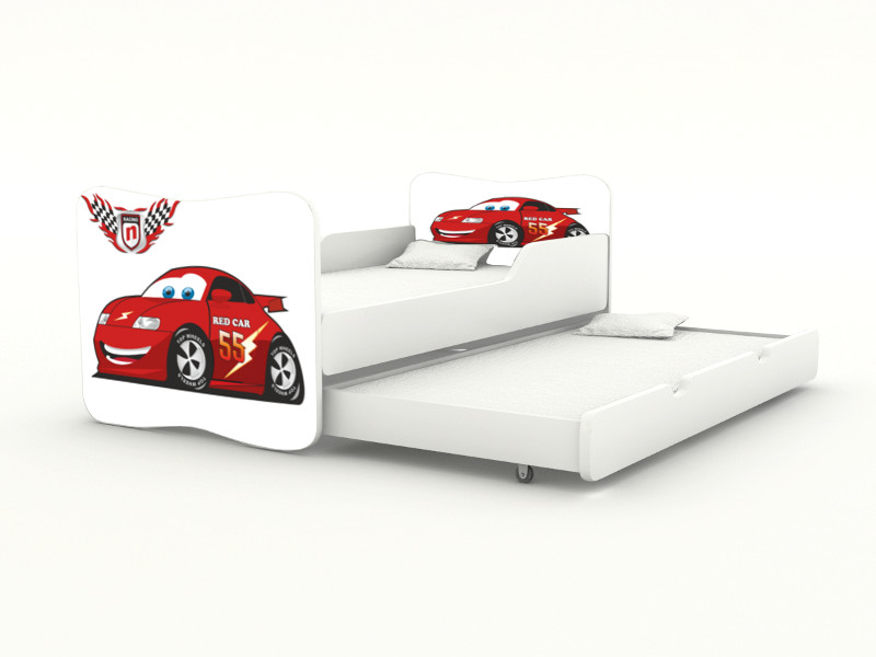 Becks posteľ s výsuvným lôžkom Auto červené